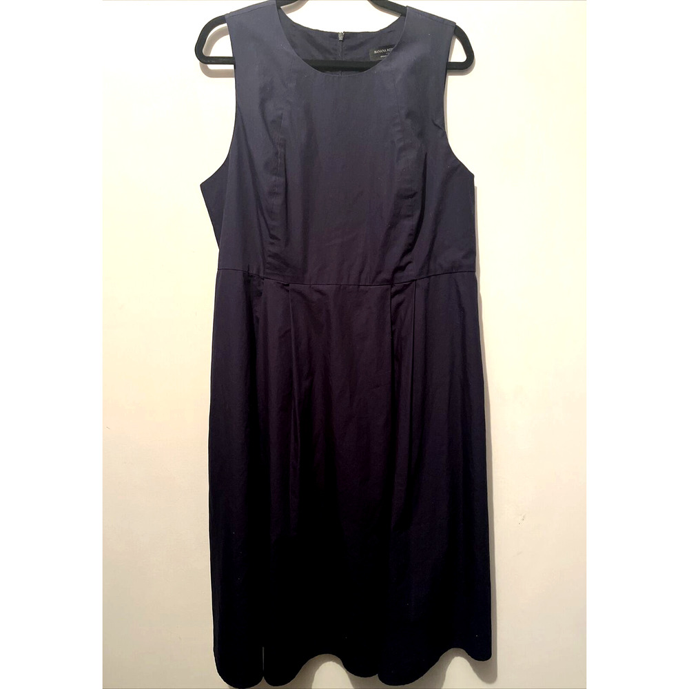 Banana Republic Organic Cotton Midi A Line Blue Dress Size 16 petite